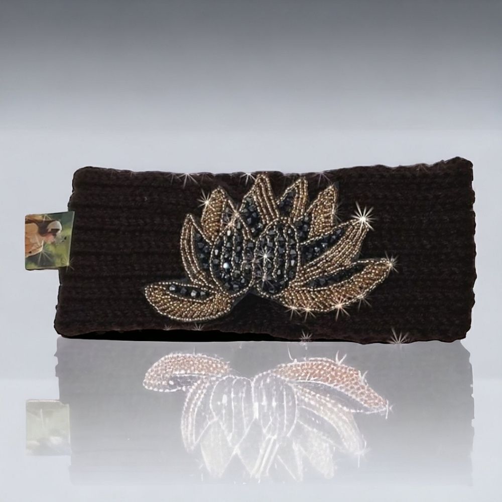 SALE Black Rhinestone Bling Knit Head Wrap Ski HeadBand